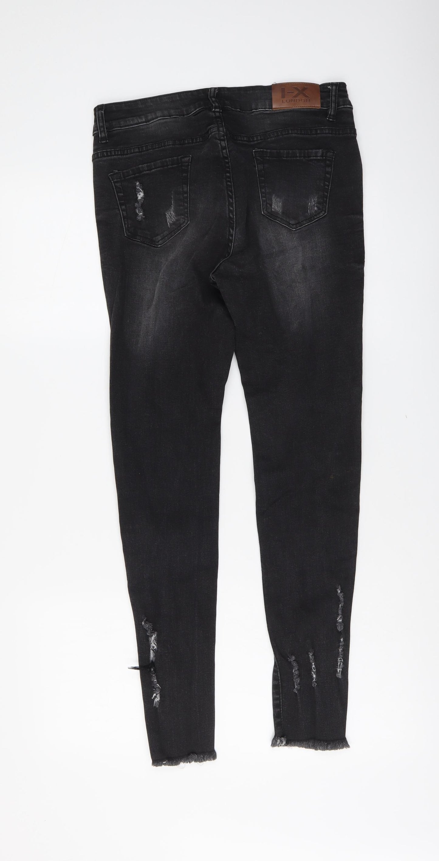 I-X London Womens Grey Cotton Skinny Jeans Size 10 L29 in Regular Button
