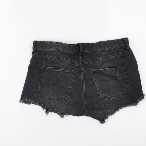 H&M Womens Grey Cotton Cut-Off Shorts Size 10 L3 in Regular Button
