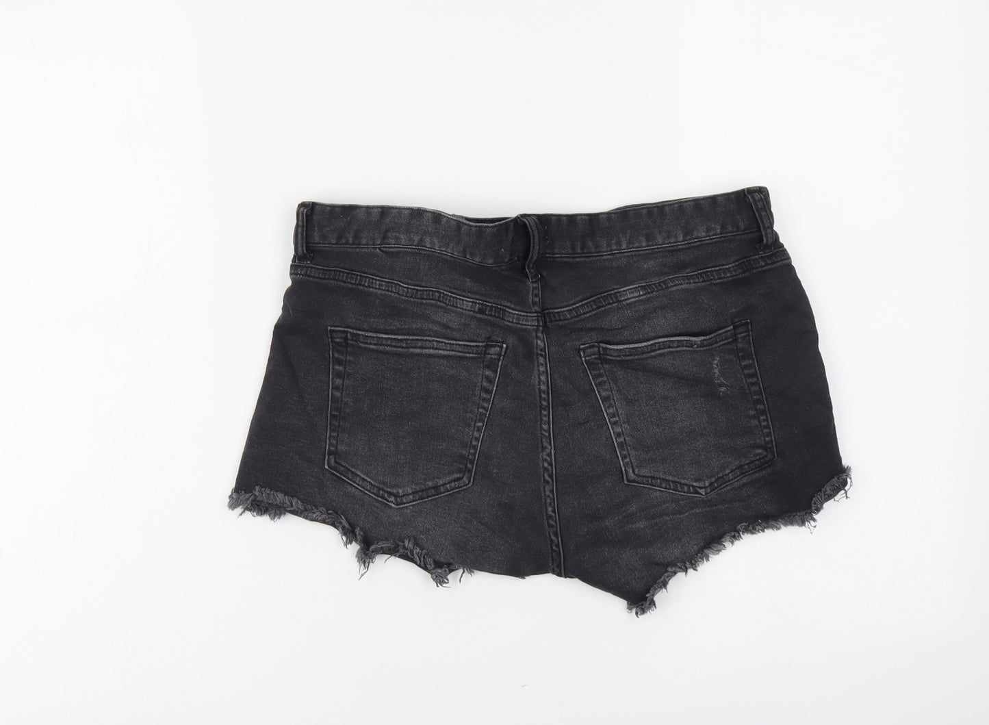 H&M Womens Grey Cotton Cut-Off Shorts Size 10 L3 in Regular Button