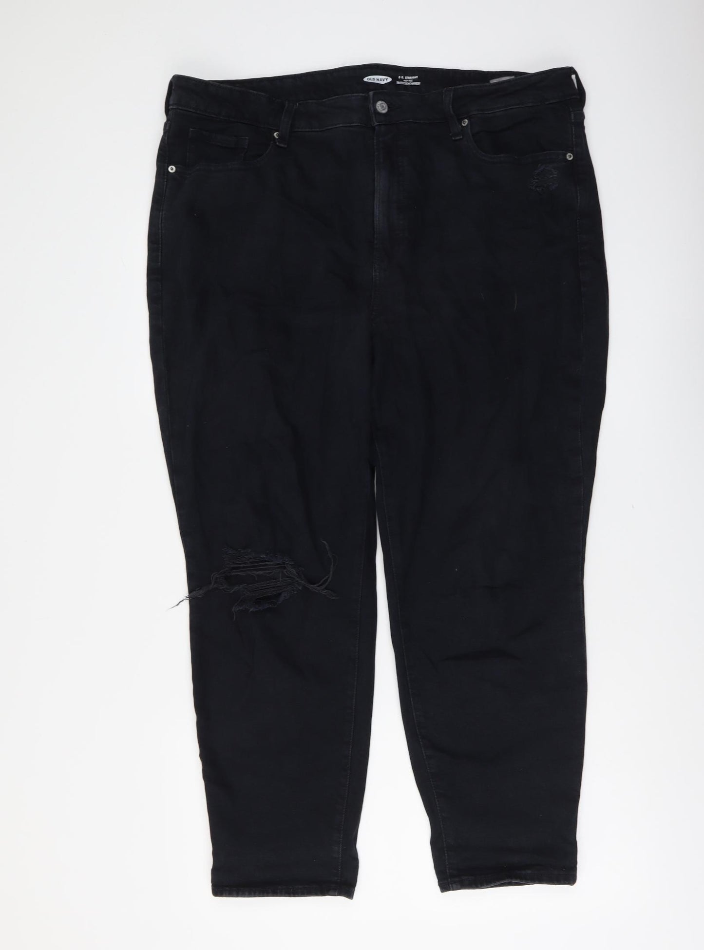 Old Navy Womens Blue Cotton Straight Jeans Size 18 L28 in Regular Button