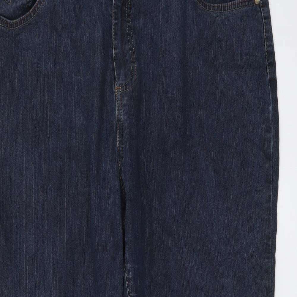 Per Una Womens Blue Cotton Bootcut Jeans Size 18 L27 in Slim Button
