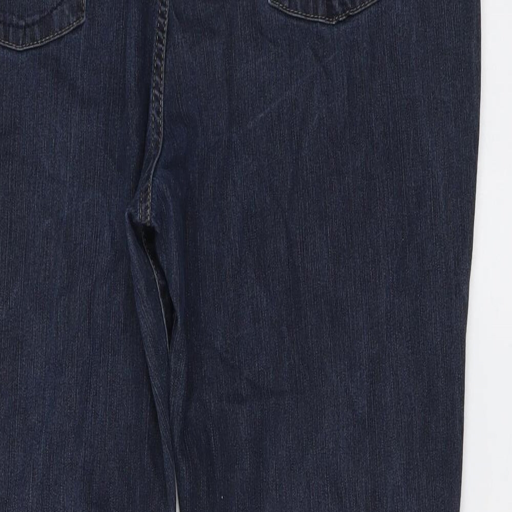 Per Una Womens Blue Cotton Bootcut Jeans Size 18 L27 in Slim Button
