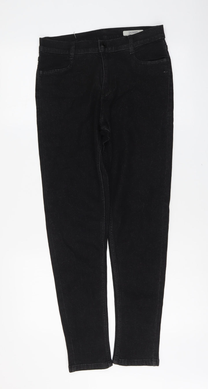 Marks and Spencer Womens Black Cotton Skinny Jeans Size 10 L29 in Regular Button