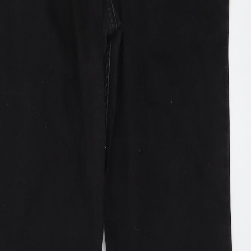 Per Una Womens Black Cotton Straight Jeans Size 16 L30 in Regular Button