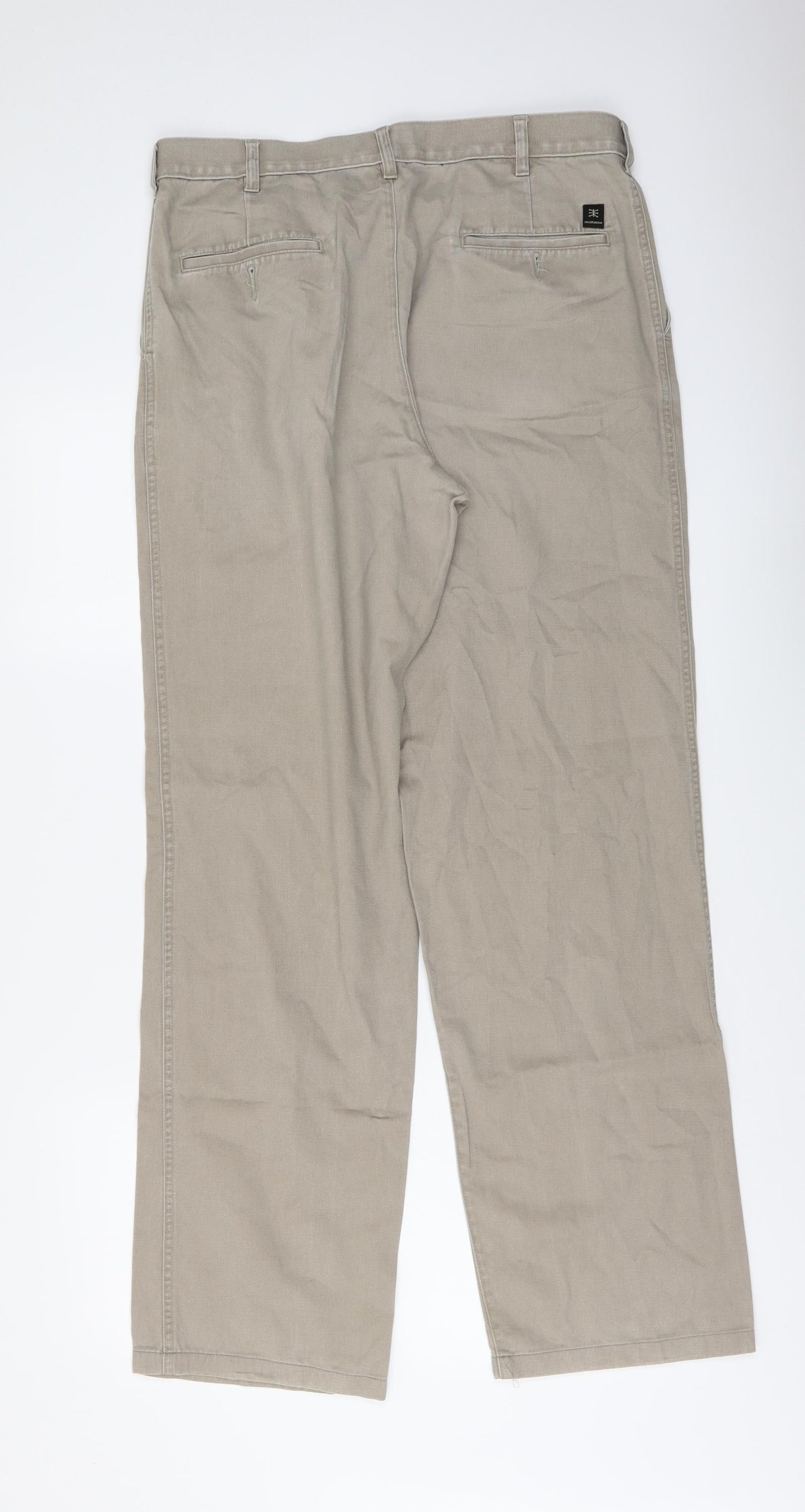 Tailoraedge Mens Beige Cotton Chino Trousers Size 34 in L32 in Regular Button