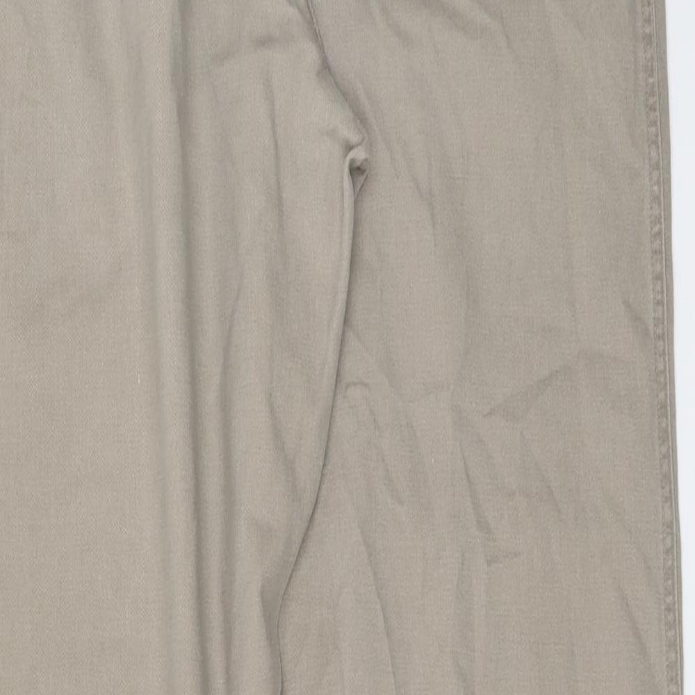 Tailoraedge Mens Beige Cotton Chino Trousers Size 34 in L32 in Regular Button