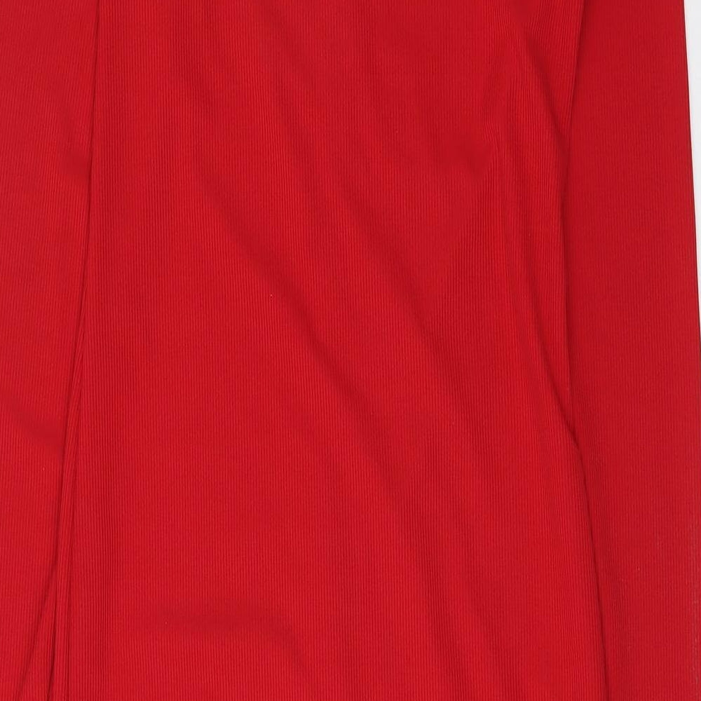 PRETTYLITTLETHING Womens Red Polyester Bodycon Size 14 Off the Shoulder Pullover