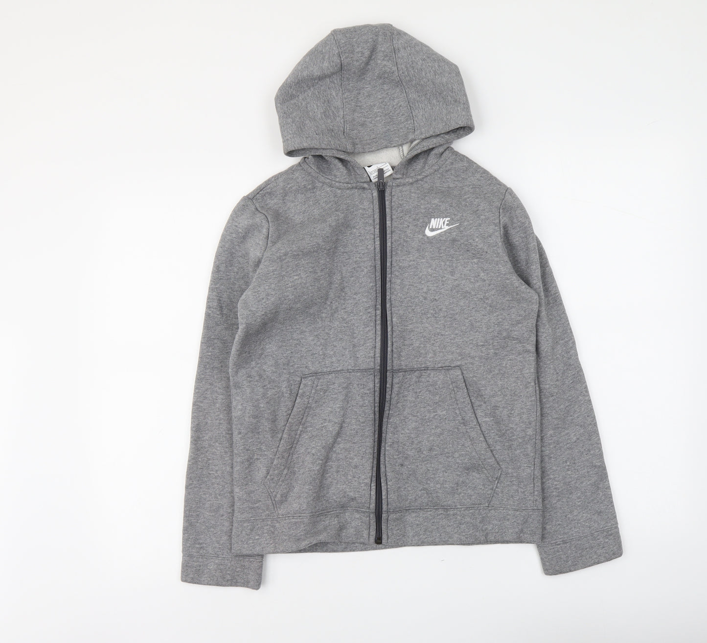 Nike Boys Grey Polyester Full Zip Hoodie Size 11-12 Years Zip
