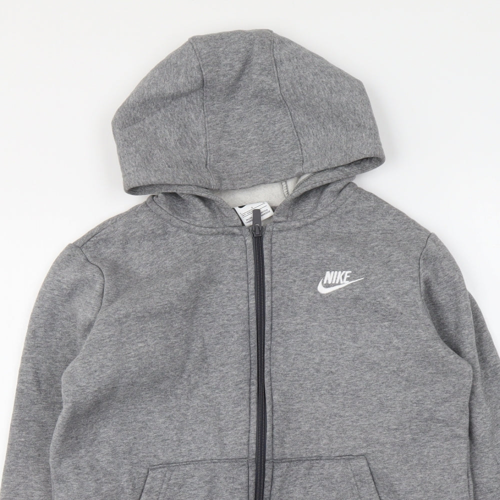 Nike Boys Grey Polyester Full Zip Hoodie Size 11-12 Years Zip