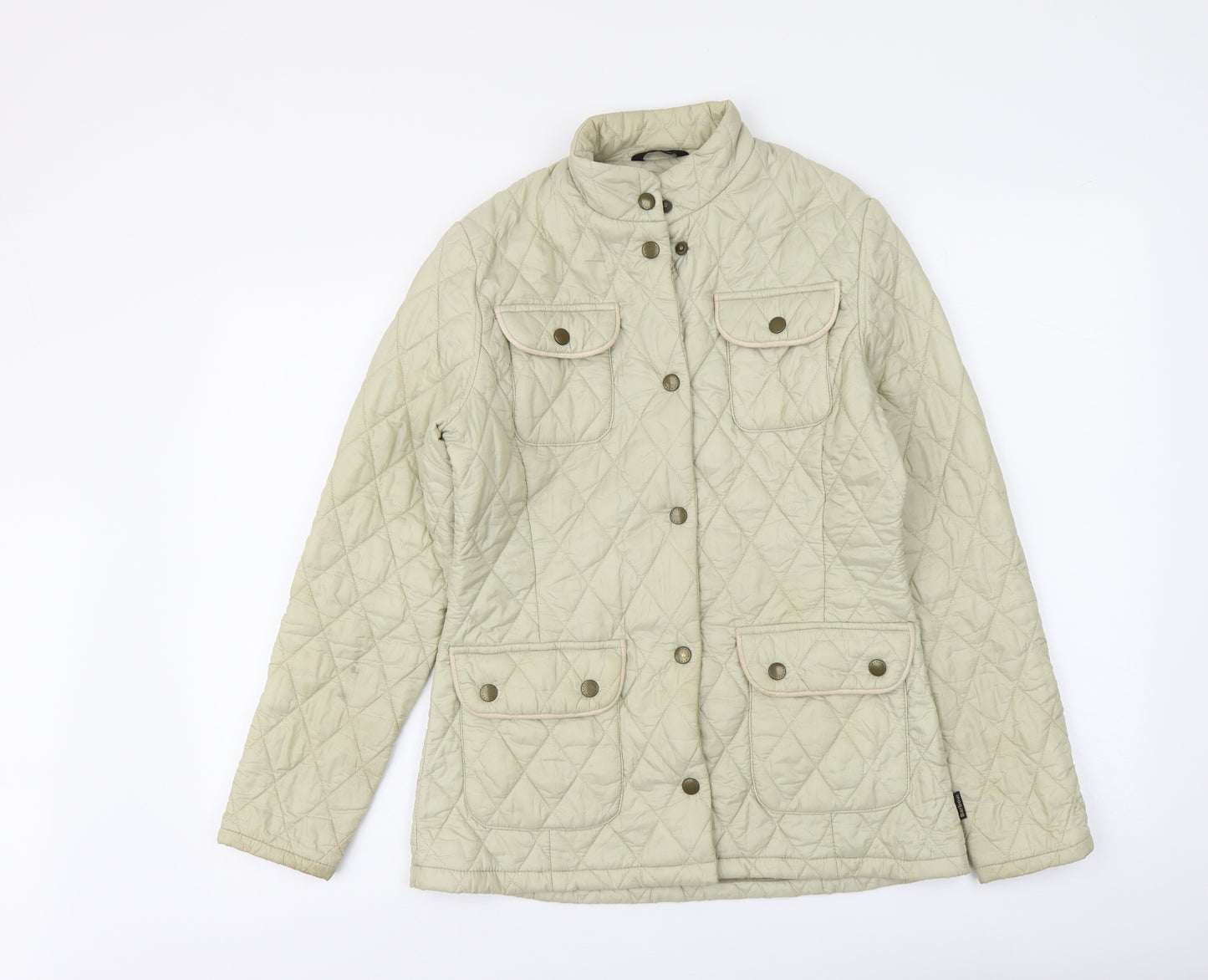 Barbour Womens Beige Quilted Jacket Size 8 Snap