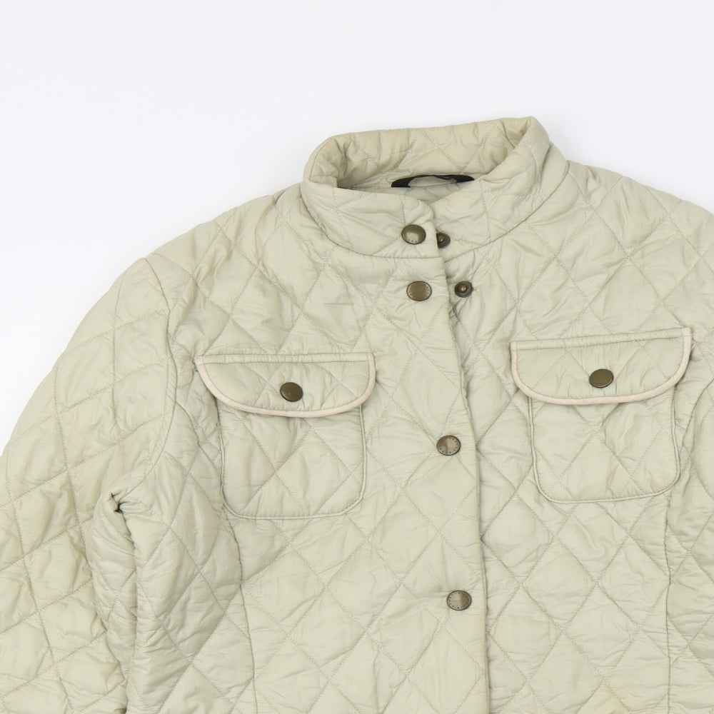 Barbour Womens Beige Quilted Jacket Size 8 Snap