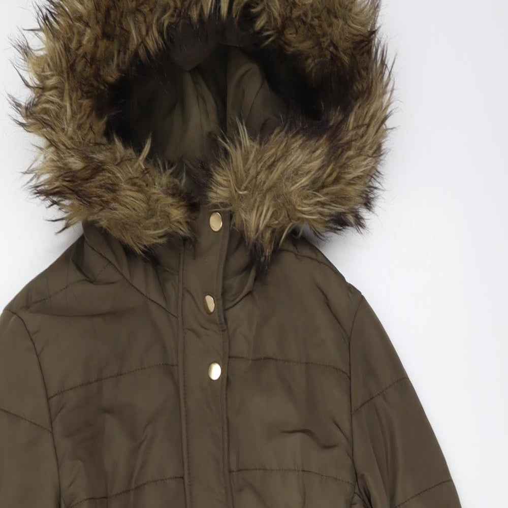 H&M Womens Brown Puffer Jacket Jacket Size S Zip