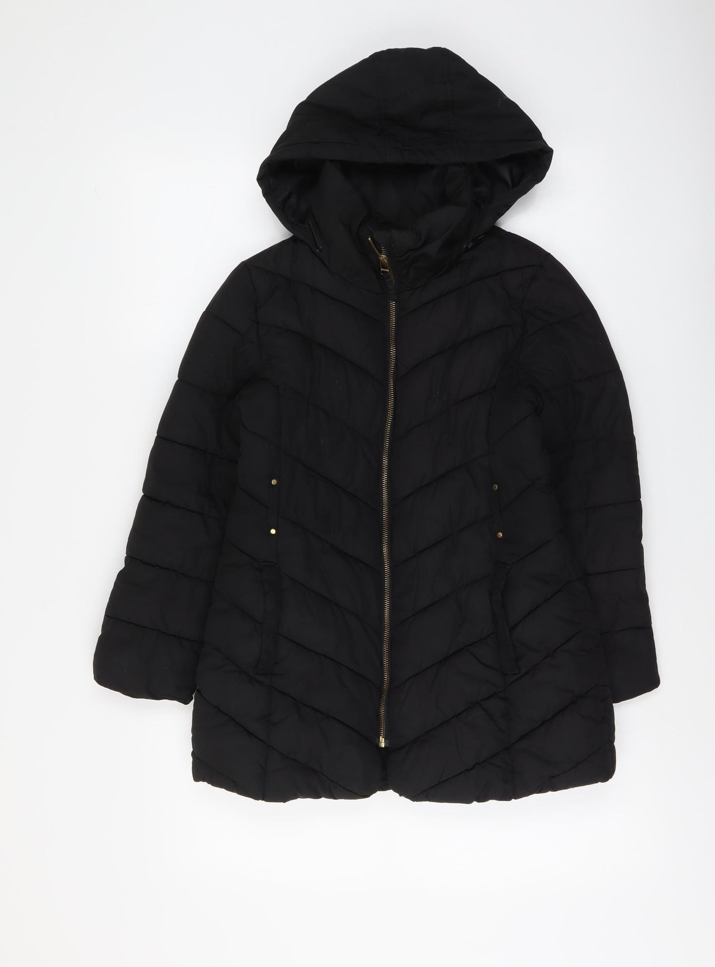 NEXT Girls Black Quilted Coat Size 9-10 Years Zip