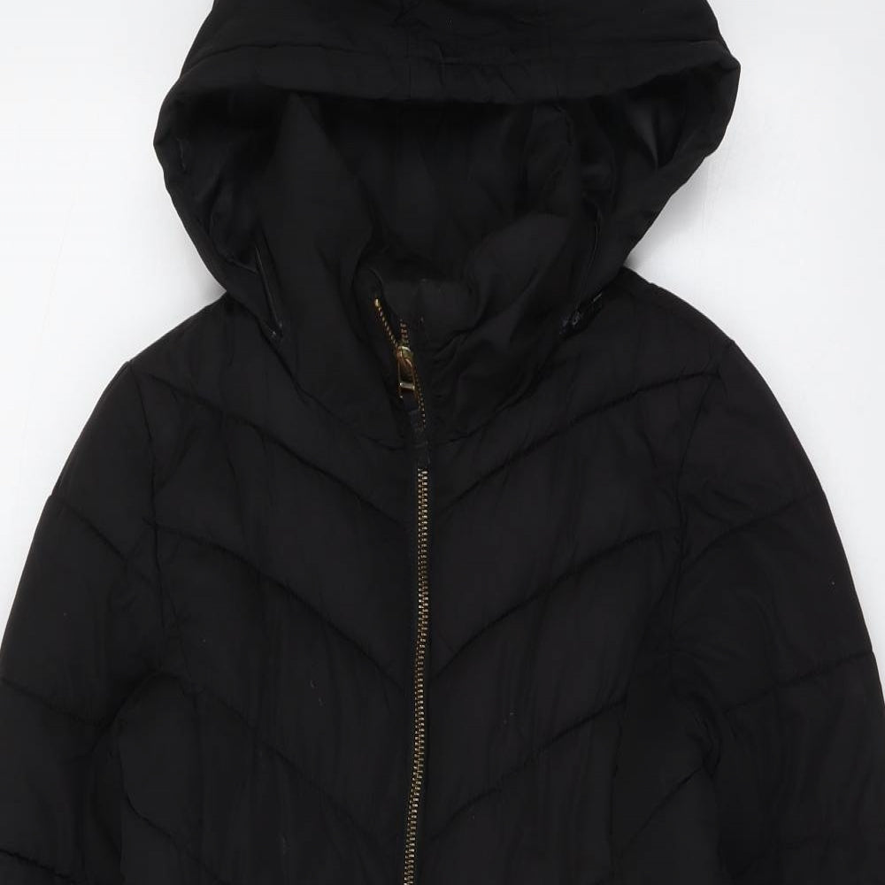 NEXT Girls Black Quilted Coat Size 9-10 Years Zip