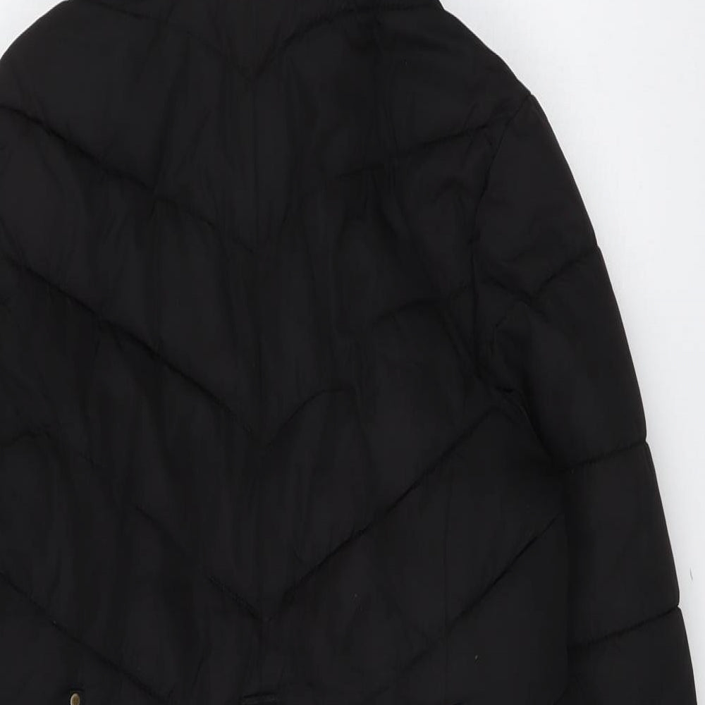 NEXT Girls Black Quilted Coat Size 9-10 Years Zip