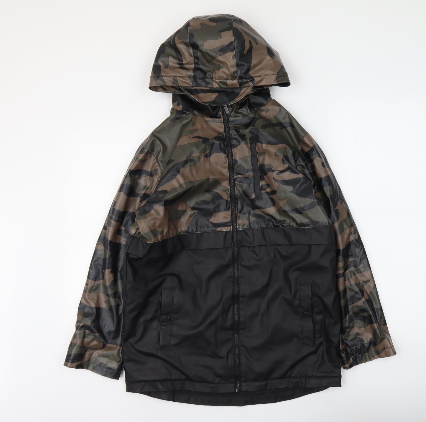 Firetrap Boys Black Camouflage Rain Coat Coat Size 13 Years Zip