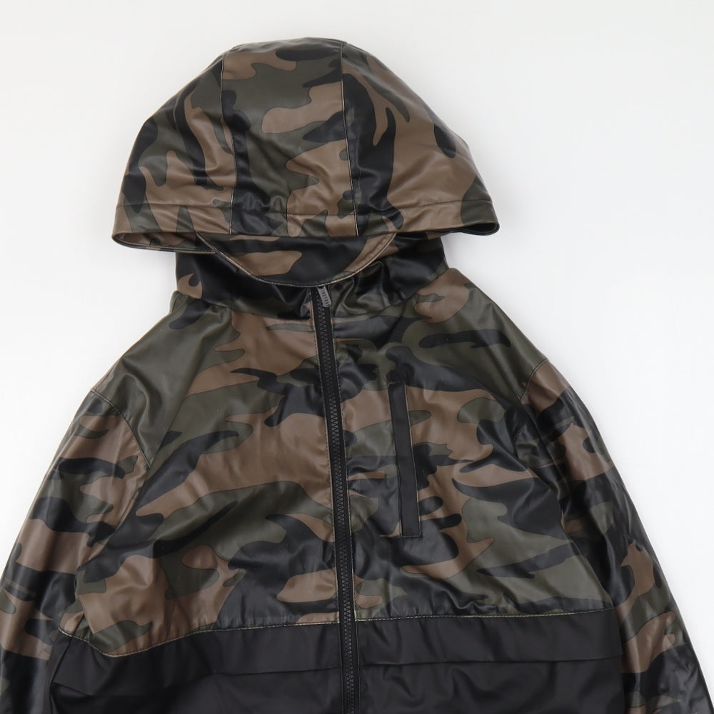 Firetrap Boys Black Camouflage Rain Coat Coat Size 13 Years Zip