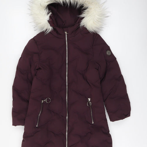 Hulabalu Girls Purple Quilted Coat Size 7-8 Years Zip