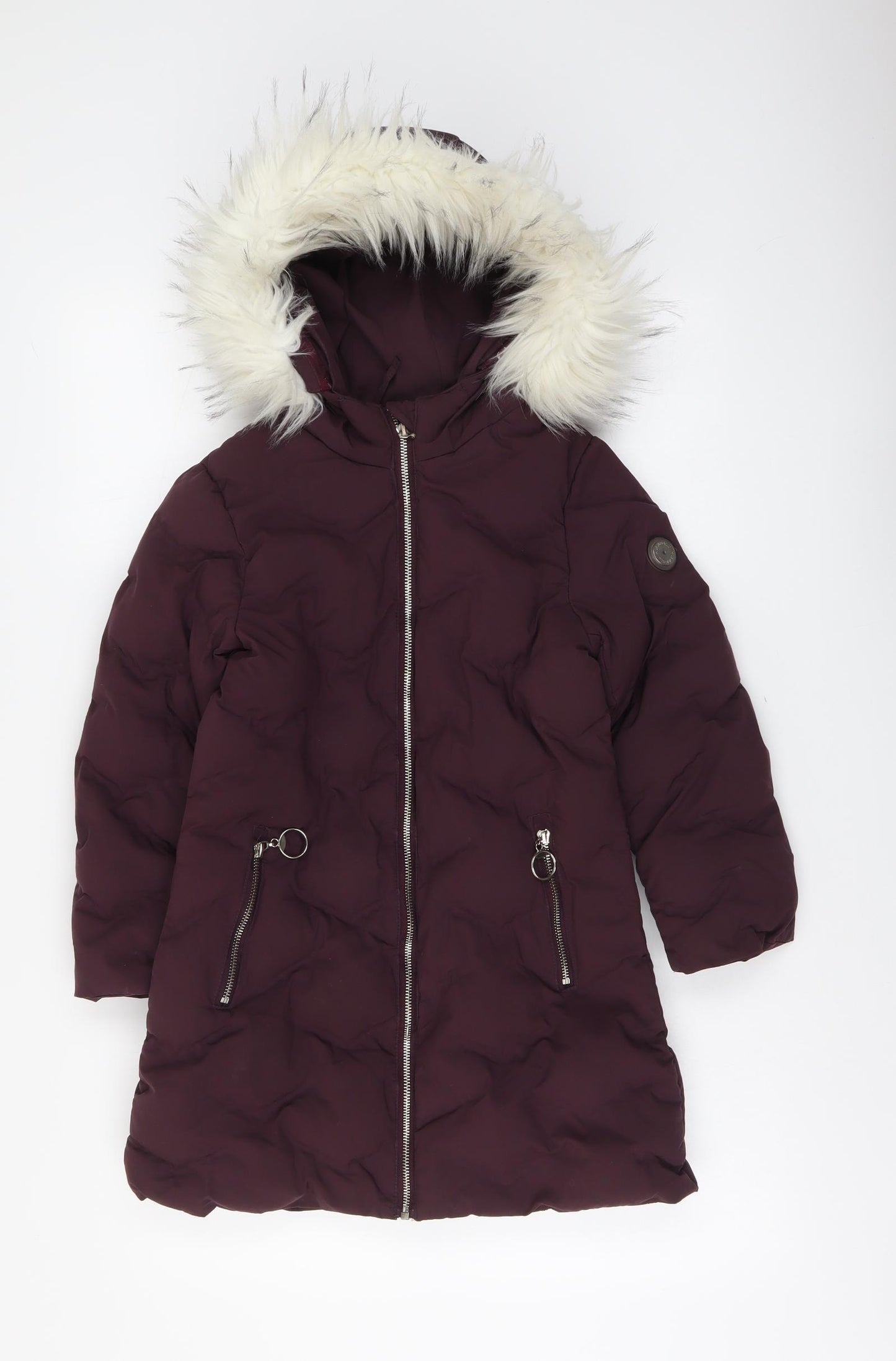 Hulabalu Girls Purple Quilted Coat Size 7-8 Years Zip