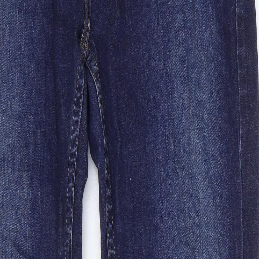 Marks and Spencer Womens Blue Cotton Straight Jeans Size 12 Regular Button