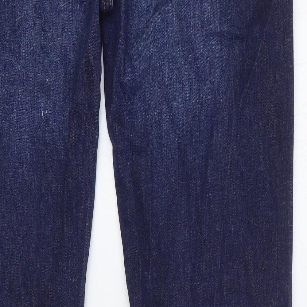 Marks and Spencer Womens Blue Cotton Straight Jeans Size 12 Regular Button