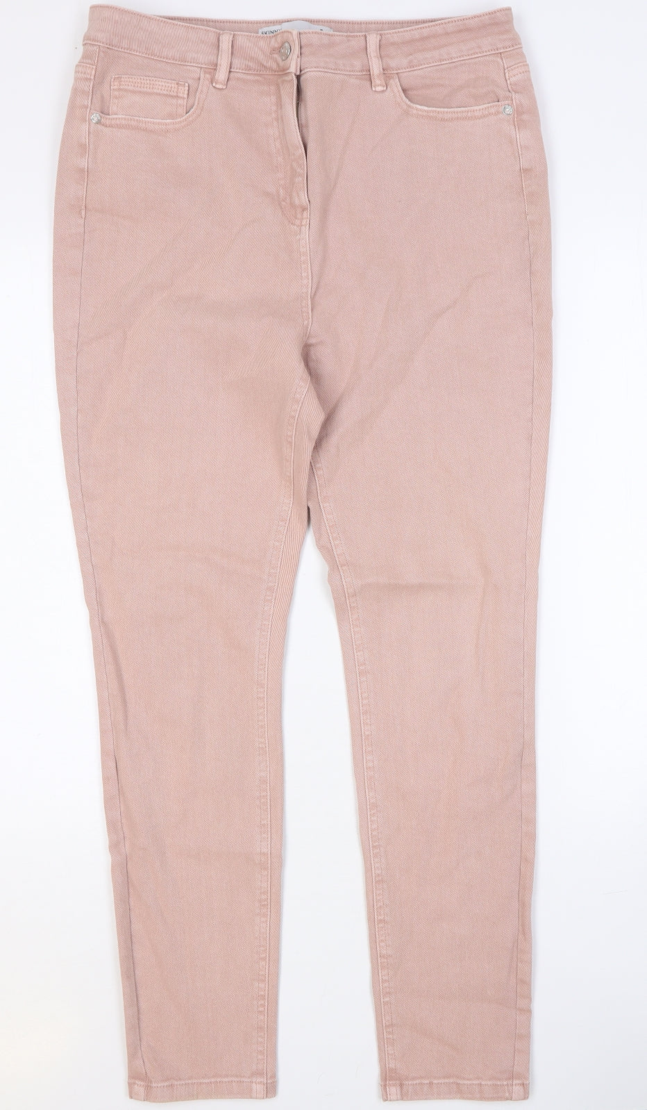 NEXT Womens Pink Cotton Skinny Jeans Size 14 Regular Button