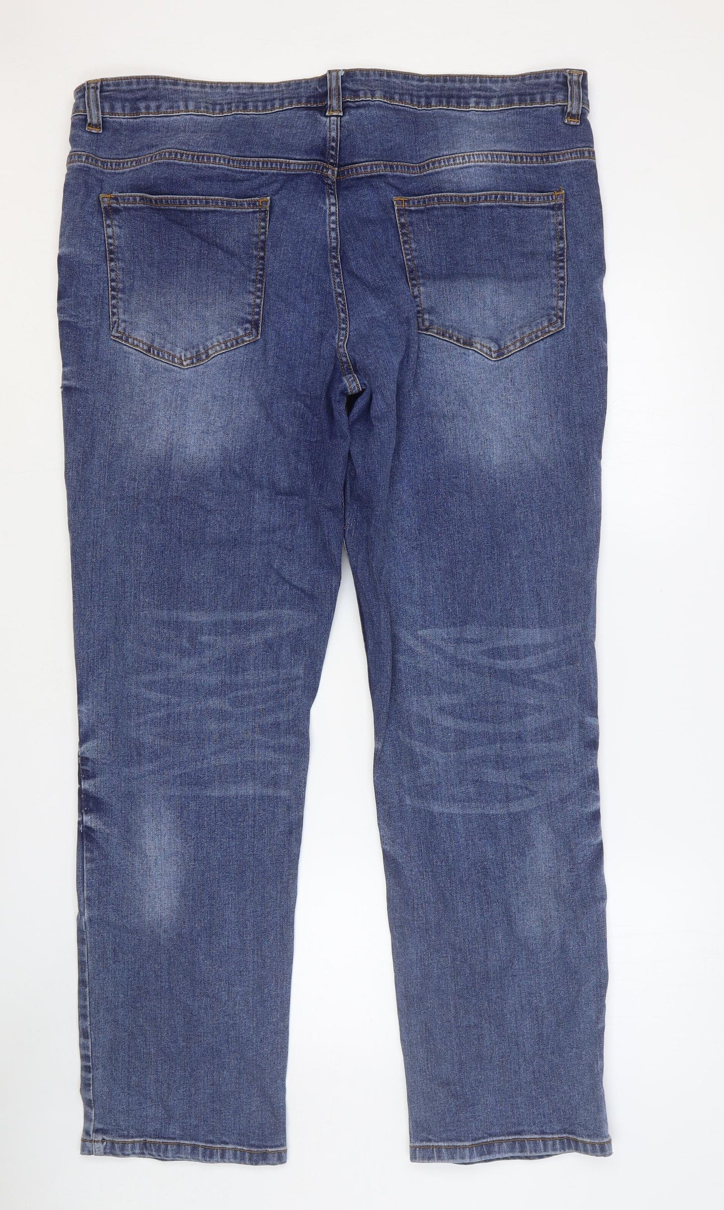 George Mens Blue Cotton Straight Jeans Size 40 in Regular Button