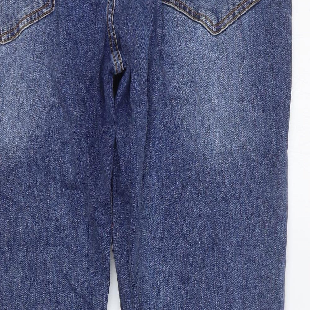 George Mens Blue Cotton Straight Jeans Size 40 in Regular Button