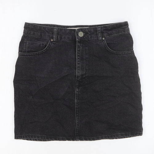 ASOS Womens Black Cotton Straight & Pencil Skirt Size 10 Button