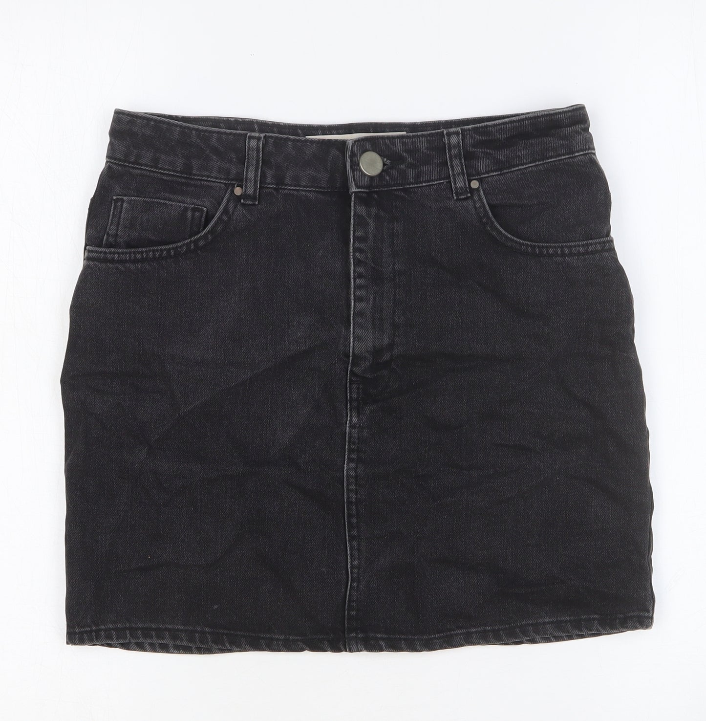 ASOS Womens Black Cotton Straight & Pencil Skirt Size 10 Button