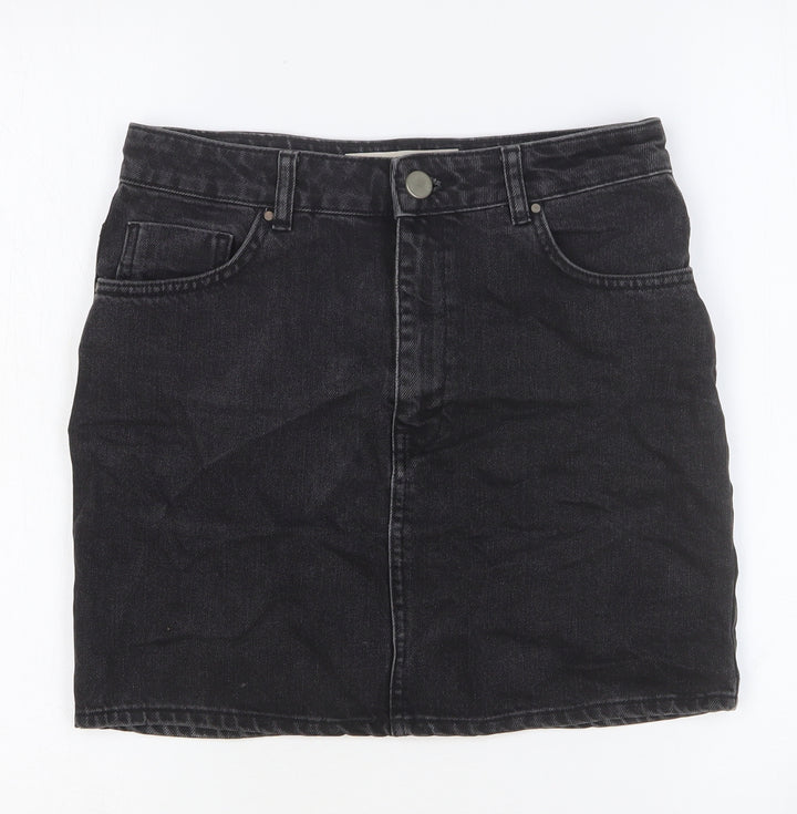 ASOS Womens Black Cotton Straight & Pencil Skirt Size 10 Button