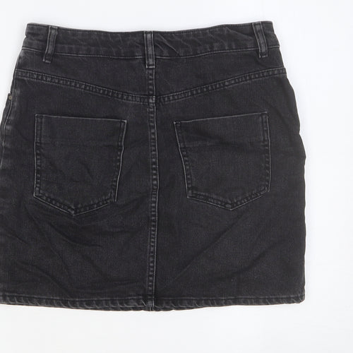 ASOS Womens Black Cotton Straight & Pencil Skirt Size 10 Button