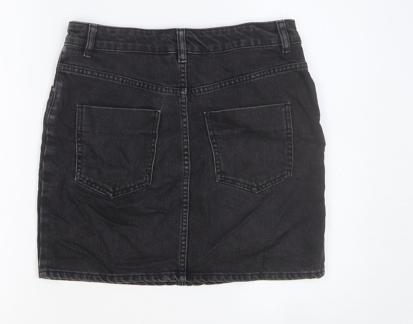 ASOS Womens Black Cotton Straight & Pencil Skirt Size 10 Button