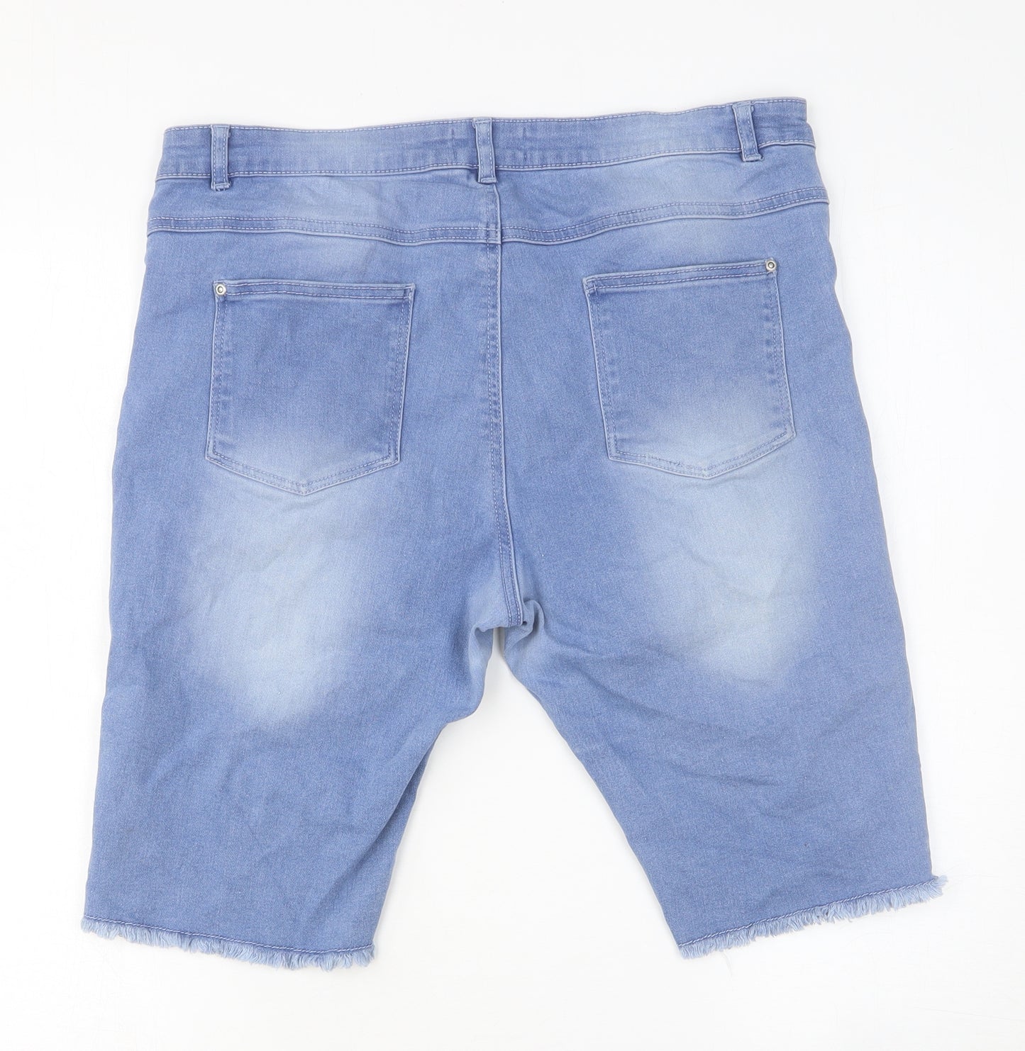 Select Womens Blue Cotton Bermuda Shorts Size 14 Regular Button