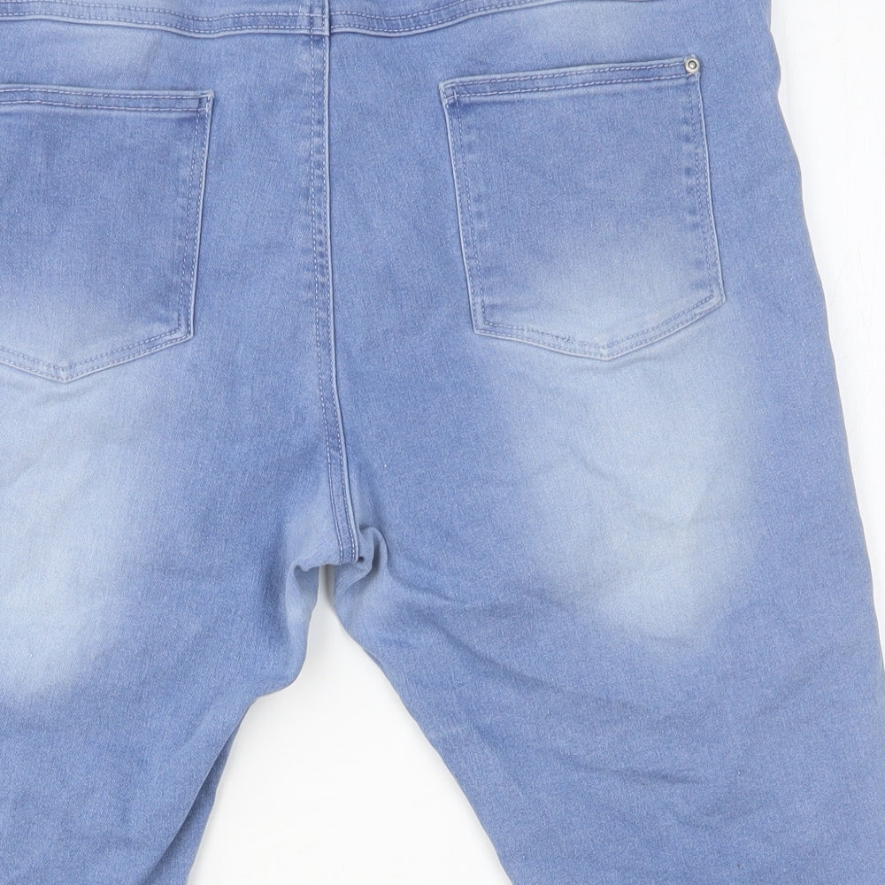 Select Womens Blue Cotton Bermuda Shorts Size 14 Regular Button
