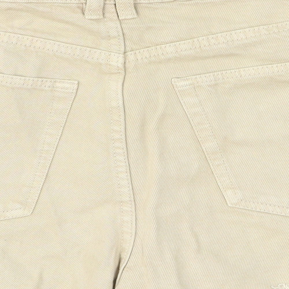 Pull&Bear Womens Beige Cotton Cut-Off Shorts Size 8 Regular Button