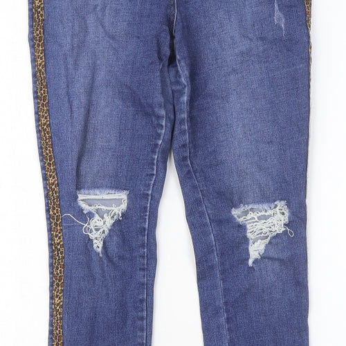 Preworn Womens Blue Cotton Skinny Jeans Size 10 Slim Button