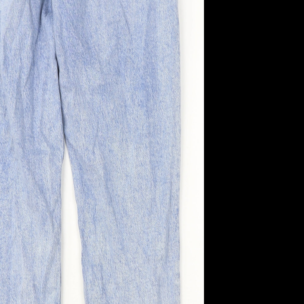 Zara Womens Blue Cotton Straight Jeans Size 16 Relaxed Button