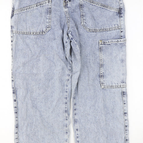Bamboo Womens Blue Cotton Straight Jeans Size 12 Relaxed Button
