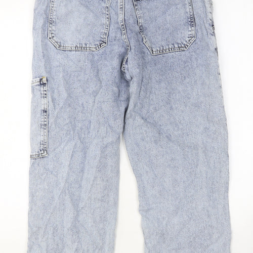 Bamboo Womens Blue Cotton Straight Jeans Size 12 Relaxed Button