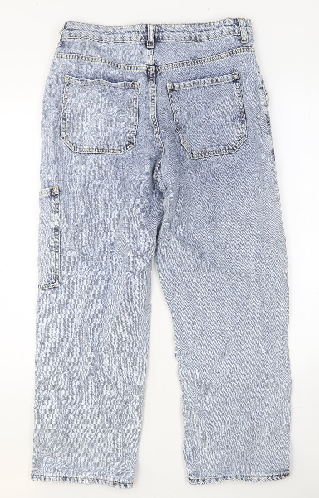 Bamboo Womens Blue Cotton Straight Jeans Size 12 Relaxed Button