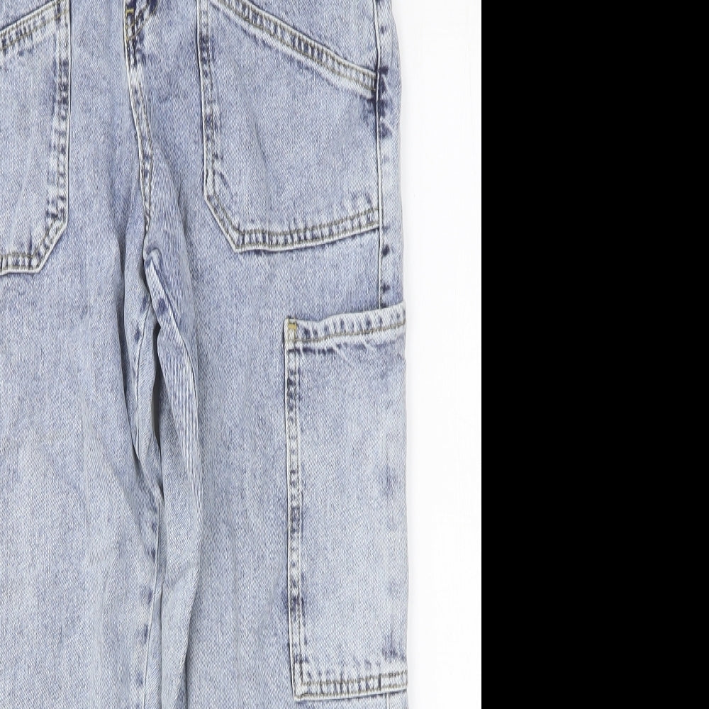 Bamboo Womens Blue Cotton Straight Jeans Size 12 Relaxed Button