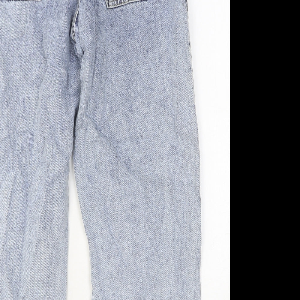 Bamboo Womens Blue Cotton Straight Jeans Size 12 Relaxed Button