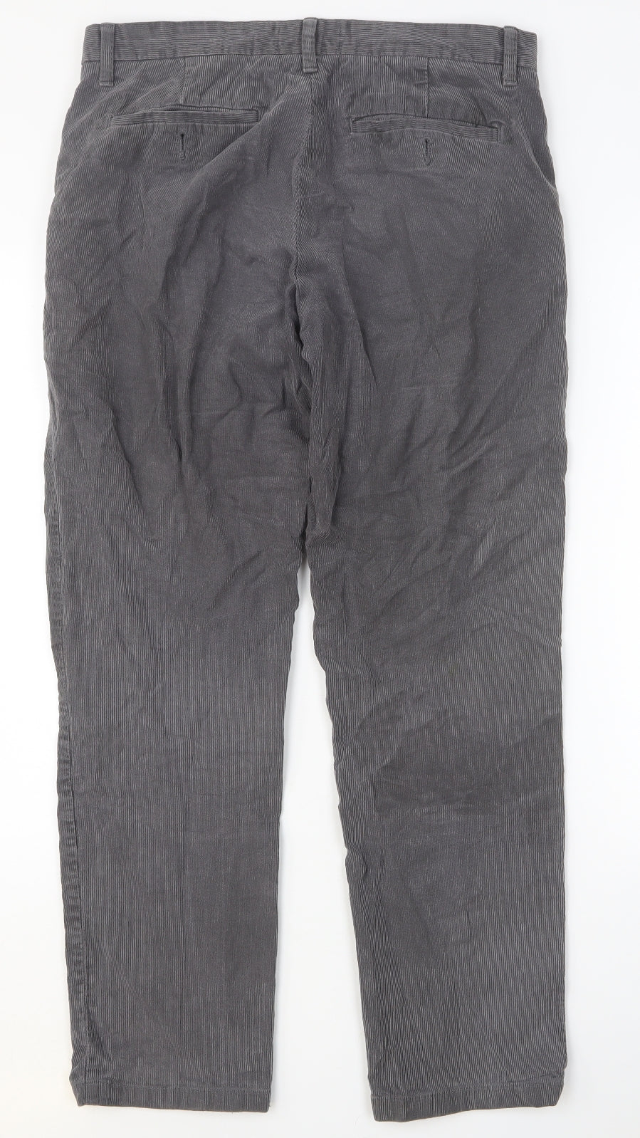 Marks and Spencer Mens Grey Cotton Trousers Size 32 in Regular Button