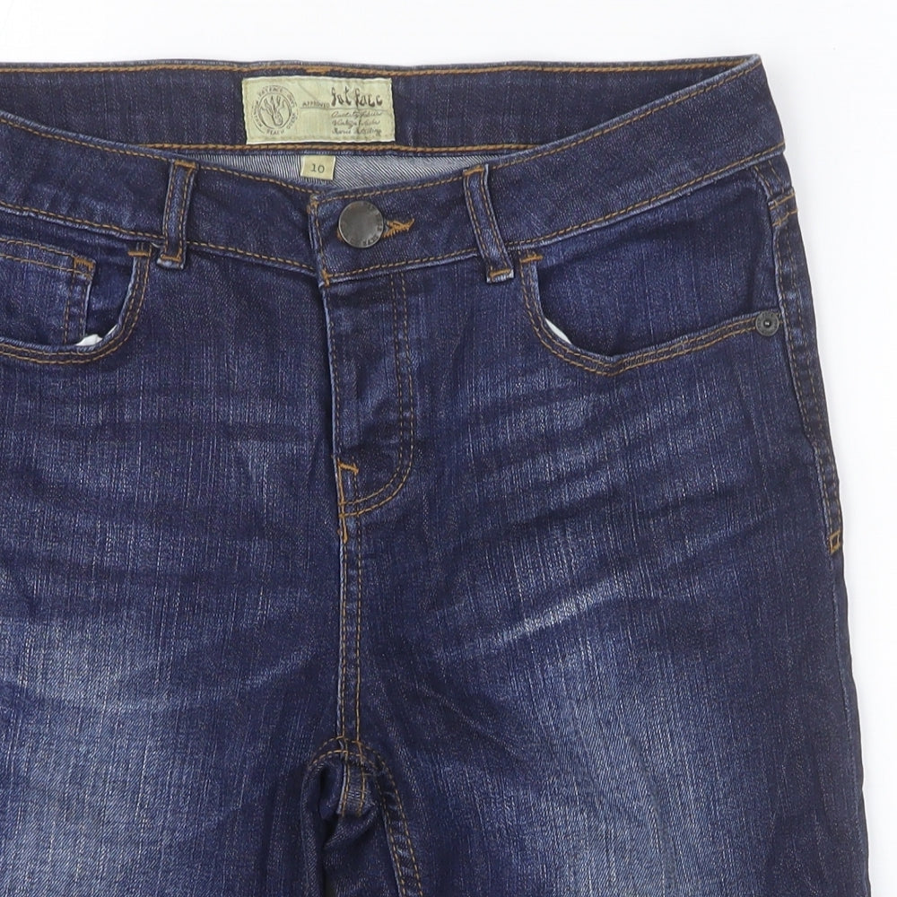 Fat Face Womens Blue Cotton Bermuda Shorts Size 10 Regular Button
