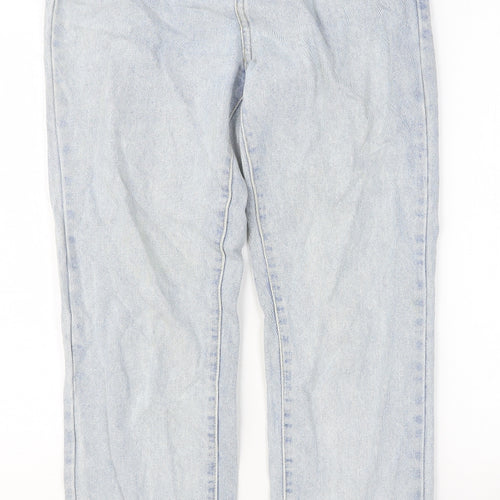PRETTYLITTLETHING Womens Blue Cotton Straight Jeans Size 8 Relaxed Button
