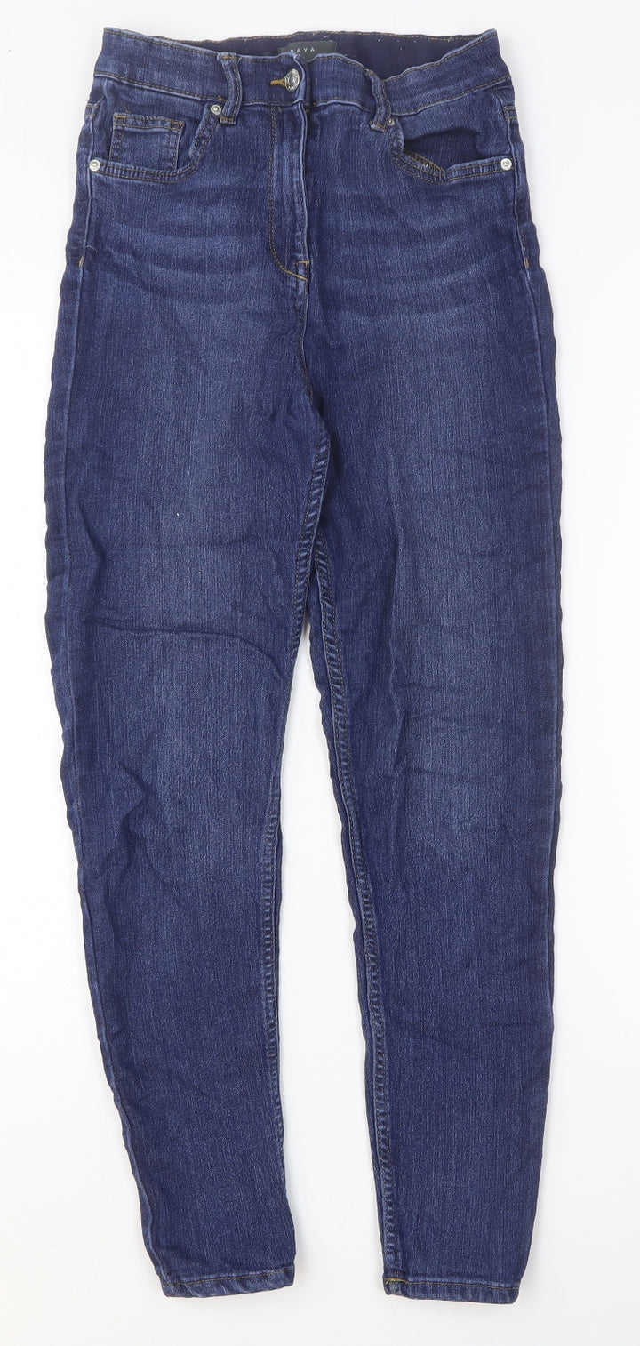Papaya Womens Blue Cotton Skinny Jeans Size 8 Slim Button