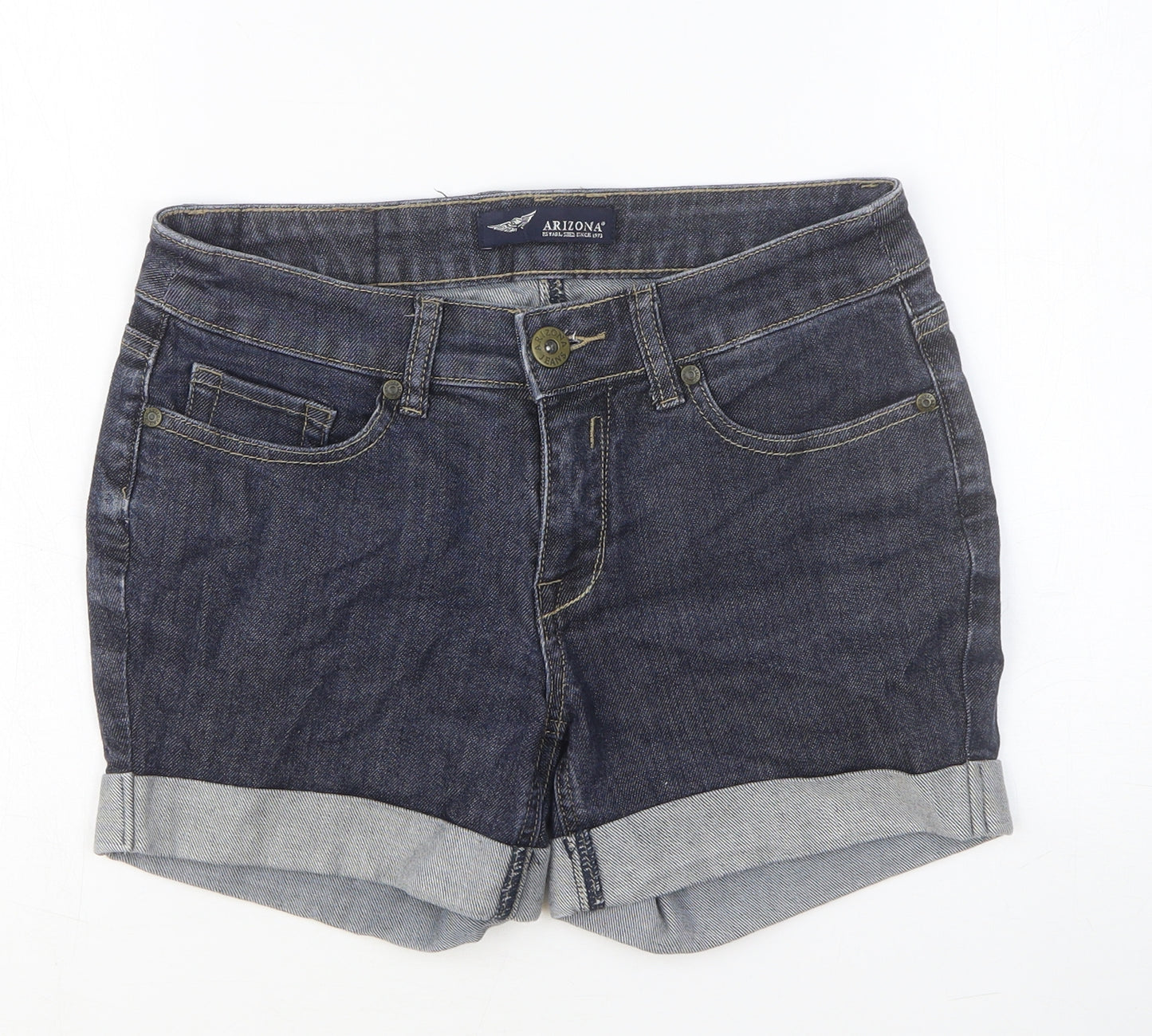 AriZona Womens Blue Cotton Boyfriend Shorts Size 10 Regular Button