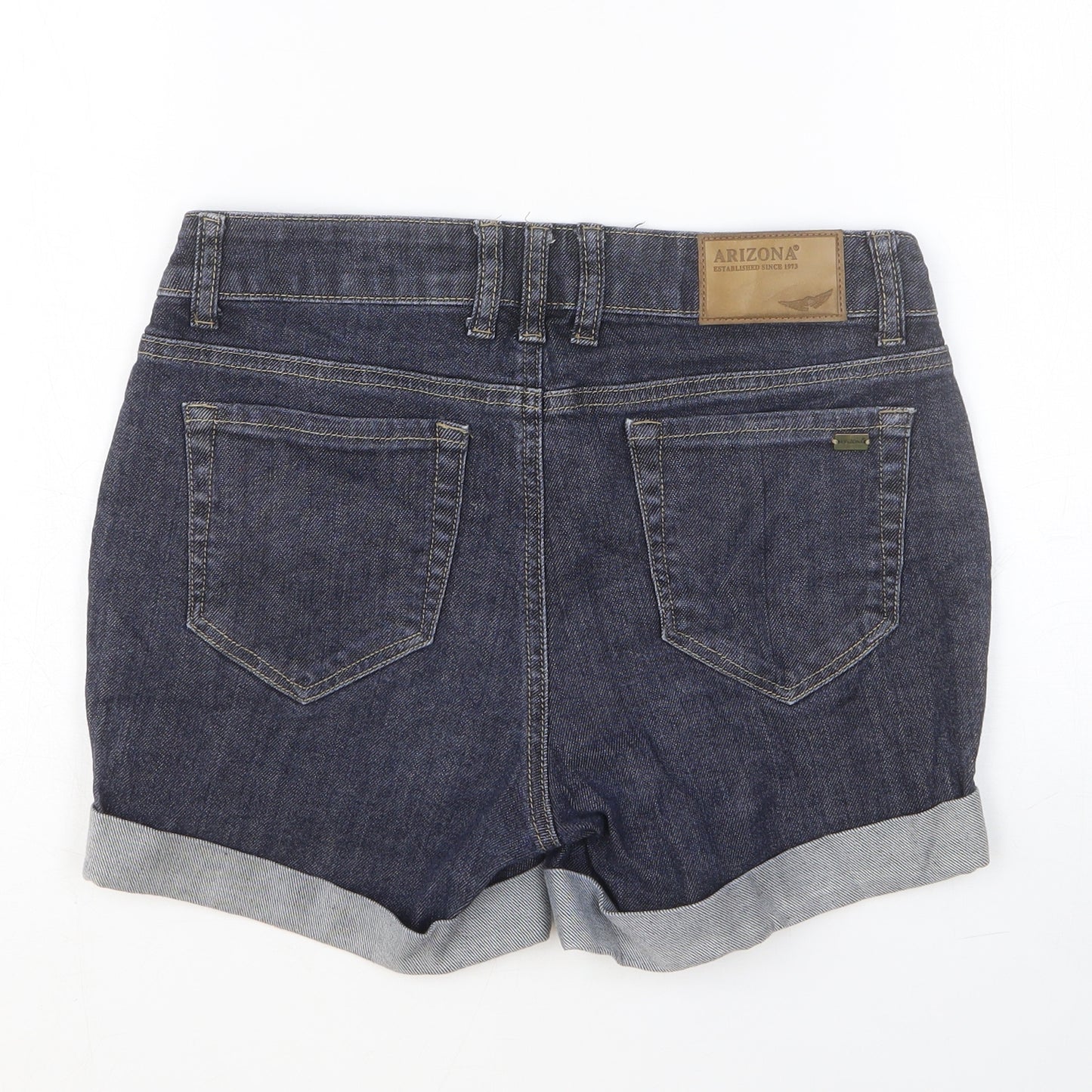 AriZona Womens Blue Cotton Boyfriend Shorts Size 10 Regular Button
