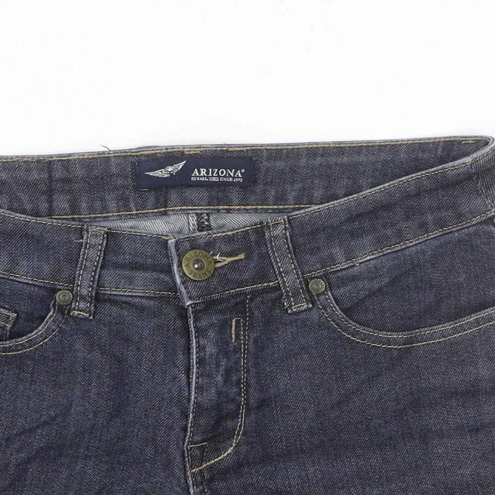 AriZona Womens Blue Cotton Boyfriend Shorts Size 10 Regular Button